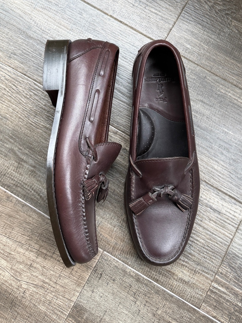 Polo Ralph Lauren brown Leather Tassel Accents Dress Loafers 11.5
